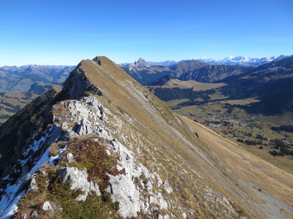 La première partie de l'arête, col des Mosses, Pra cornet