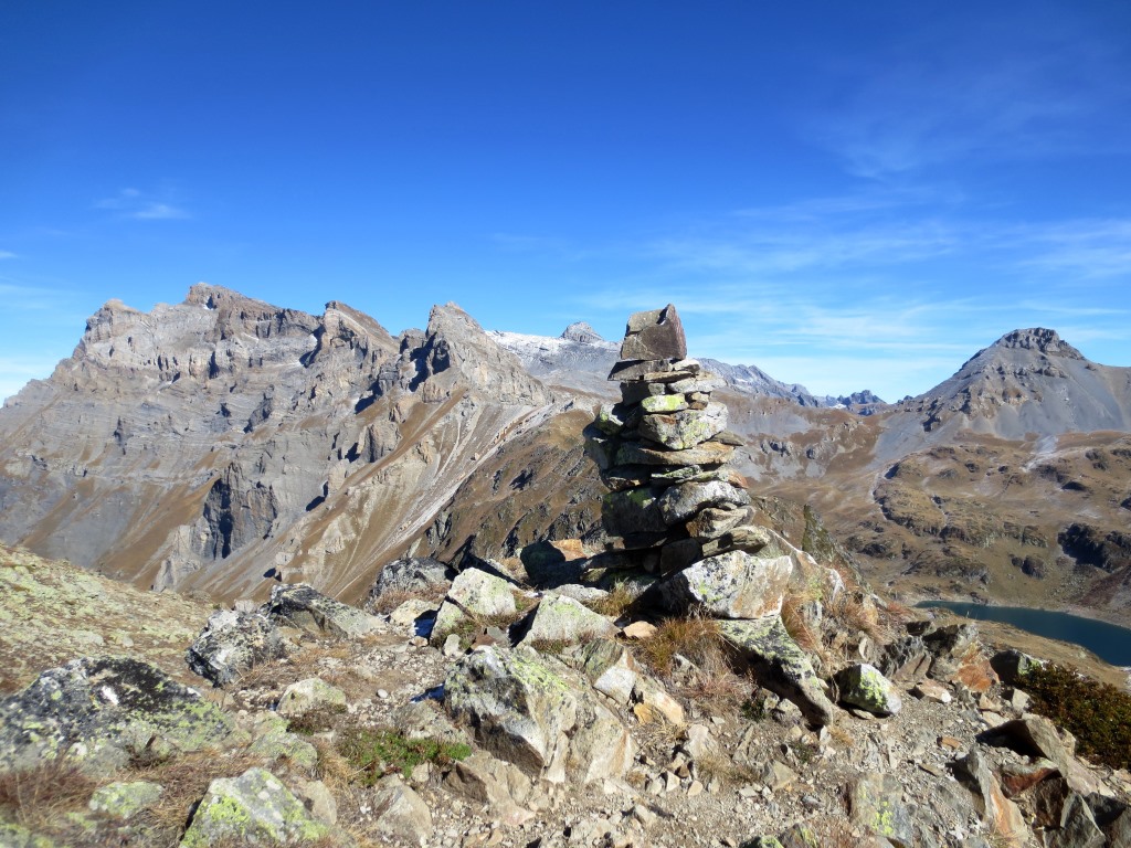 Dents de Morcles et lac de Fully depuis le sommet du Diabley