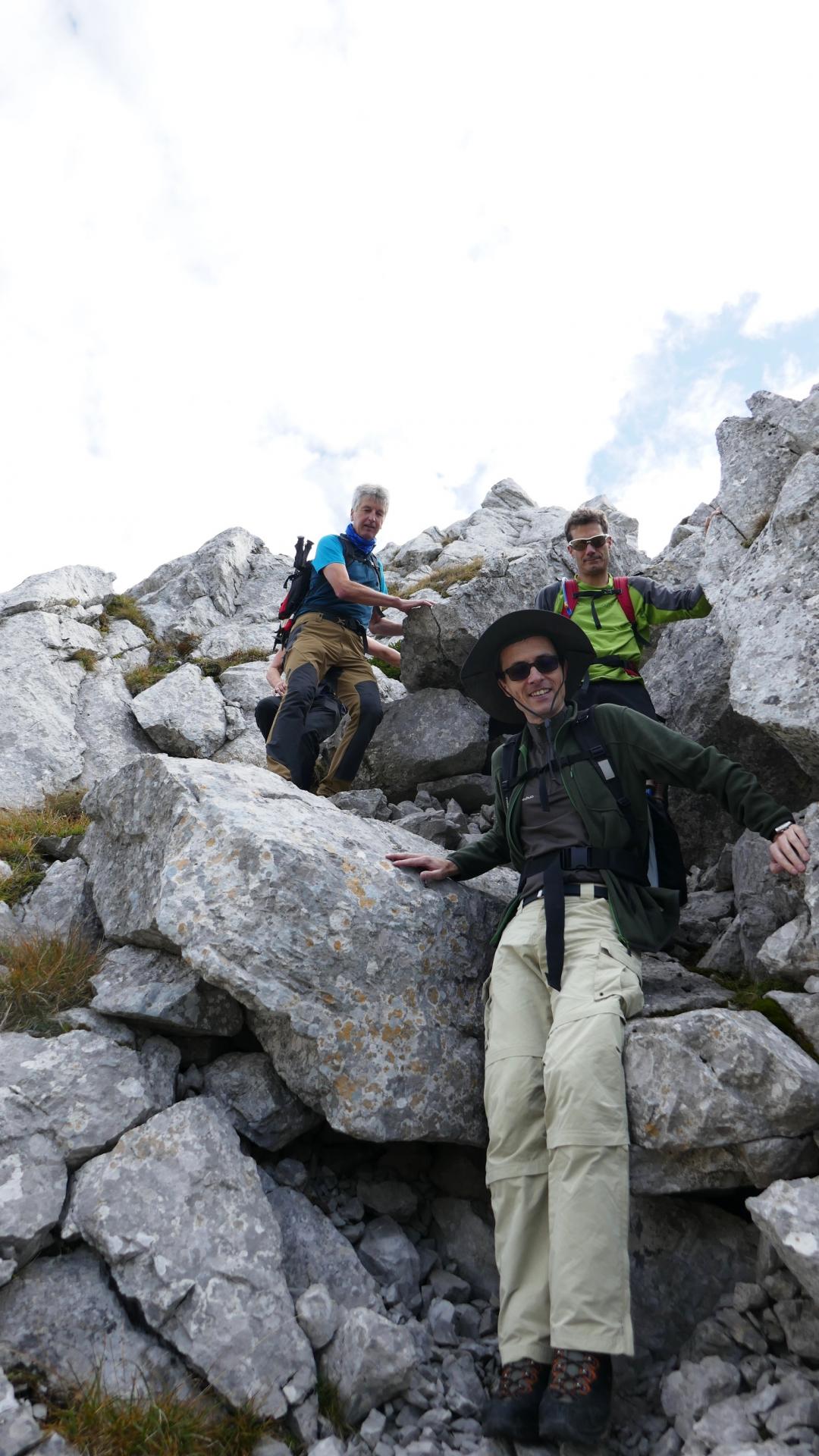 Christophe, Frédéric et Claude sur l'arête